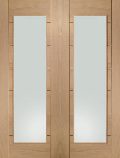 XL Joinery Palermo Oak Door Pair with Clear Glass - Unfinished