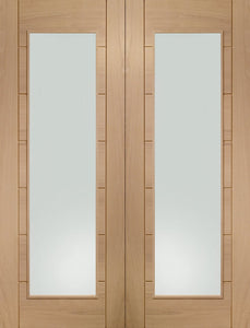 XL Joinery Palermo Oak Door Pair with Clear Glass - Unfinished