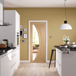 XL Joinery Salerno Clear Glazed Decorative Internal Oak Door - Unfinished
