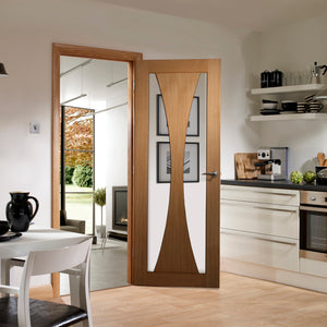 XL Joinery Verona Clear Glazed Internal Oak Door - Pre Finished