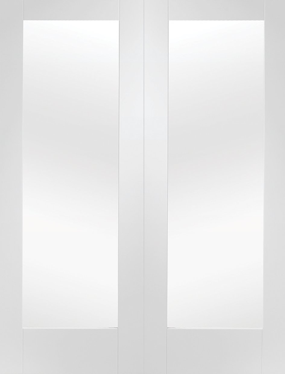 XL Joinery Pattern 10 Door Pair with Clear Glass White Primed