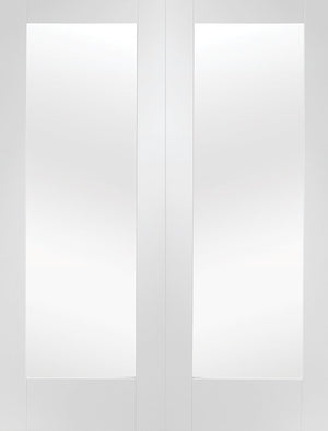XL Joinery Pattern 10 Door Pair with Clear Glass White Primed