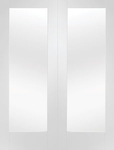 XL Joinery Pattern 10 Door Pair with Clear Glass White Primed