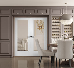 XL Joinery Pattern 10 Door Pair with Clear Glass White Primed
