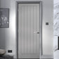 LPD Textured Vertical 5 Panel Grey FD30 Fire Door - Fully Finished