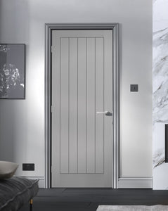 LPD Textured Vertical 5 Panel Grey Internal Door - Fully Finished