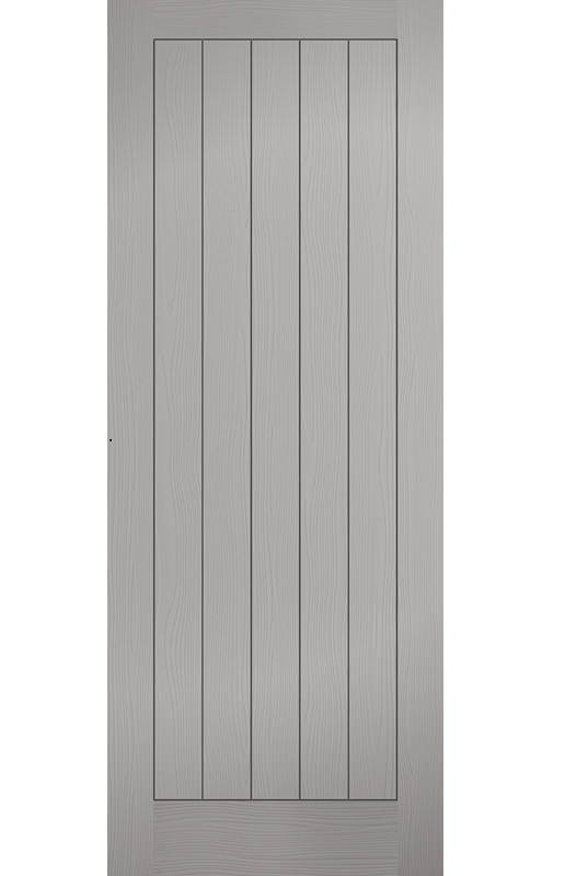 LPD Textured Vertical 5 Panel Grey FD30 Fire Door - Fully Finished