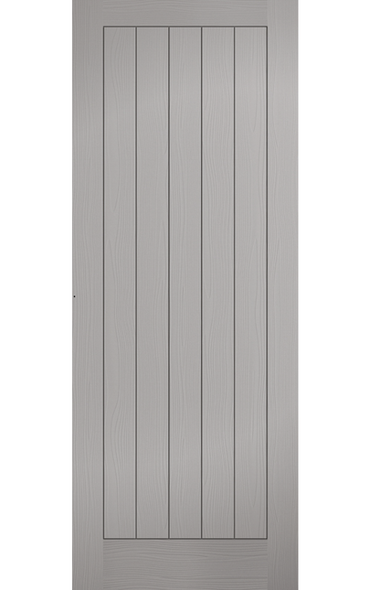 LPD Textured Vertical 5 Panel Grey FD30 Fire Door - Fully Finished