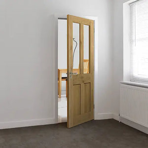 JB Kind Rustic Oak 4 Panel Glazed Veneered Door - Pre Finished