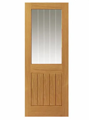 JB Kind Thames Oak 1/2 Light Glazed Veneered Door - Pre Finished