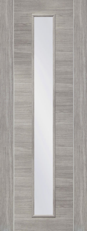 XL Joinery Forli Clear Glazed White Grey Laminate Internal Door - Pre Finished