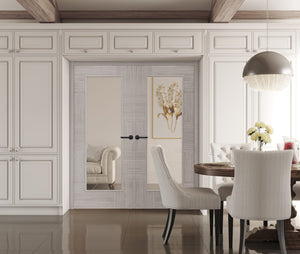 XL Joinery Ravenna Clear Glazed White Grey Laminate Internal Door - Pre Finished