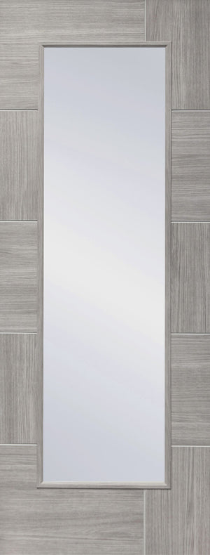 XL Joinery Ravenna Clear Glazed White Grey Laminate Internal Door - Pre Finished