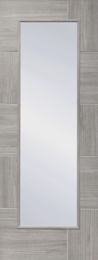 XL Joinery Ravenna Clear Glazed White Grey Laminate Internal Door - Pre Finished