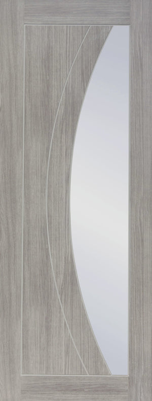 XL Joinery Salerno Clear Glazed White Grey Laminate Internal Door - Pre Finished