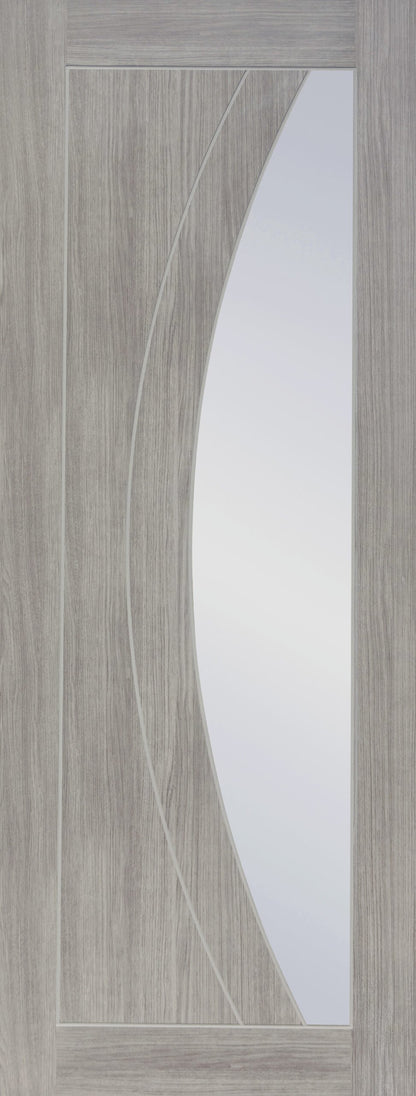 XL Joinery Salerno Clear Glazed White Grey Laminate Internal Door - Pre Finished