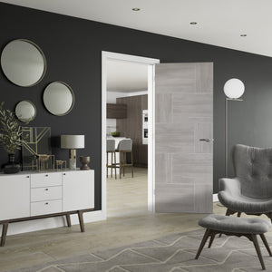 XL Joinery Ravenna White Grey Laminate FD30 Fire Door - Pre Finished