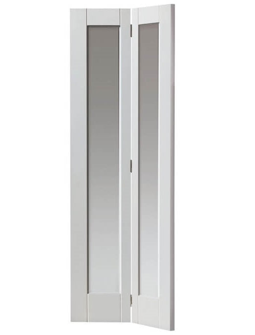 JB Kind Tobago Glazed White Primed Shaker Style Bi-fold Door