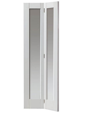JB Kind Tobago Glazed White Primed Shaker Style Bi-fold Door
