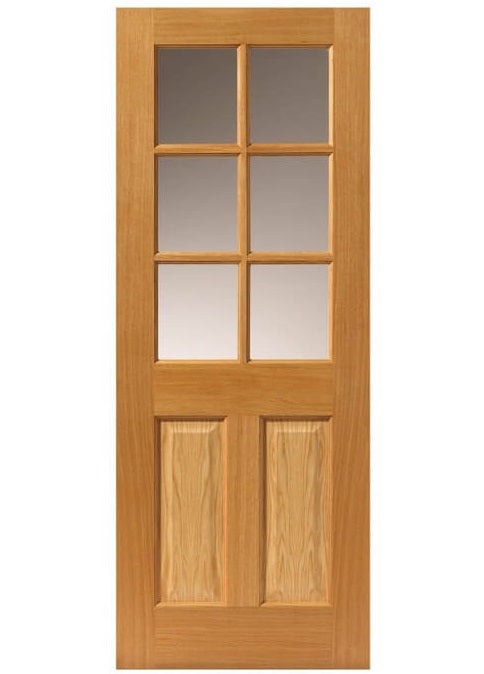 JB Kind Dean Glazed Oak Veneered Internal Door - Pre Finished