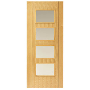JB Kind Blenheim 4 Light Glazed Oak Veneer FD30 Fire Door - Pre Finished