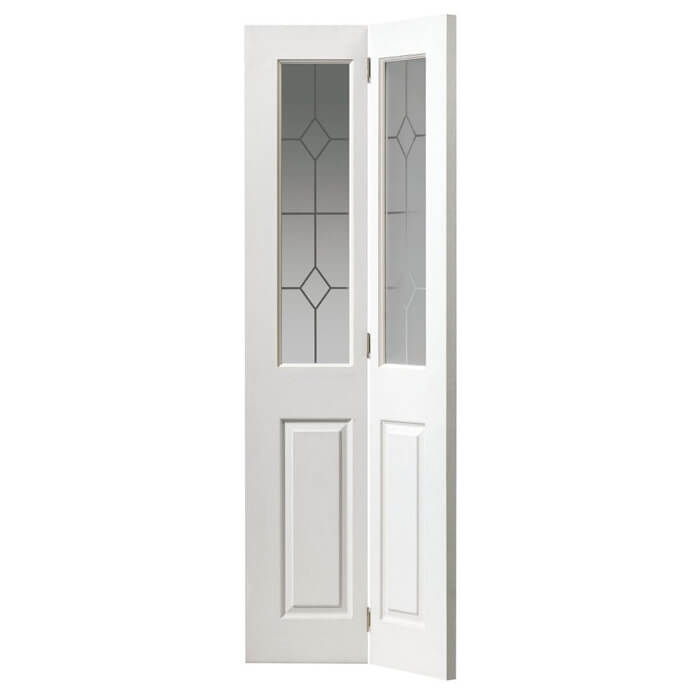 JB Kind Canterbury Glazed White Primed Moulded Bi-fold Door