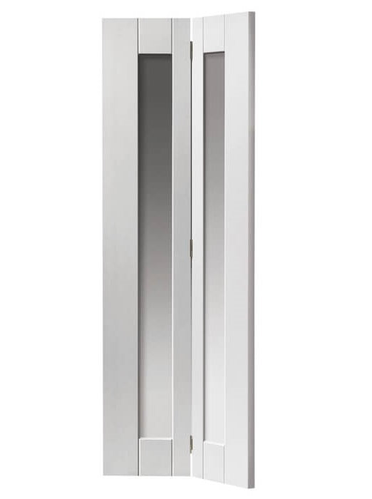 JB Kind Axis Glazed White Primed Shaker Style Bi-Fold Door