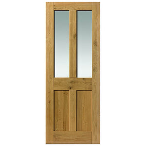 JB Kind Rustic Oak 4 Panel Glazed Veneered Door - Pre Finished