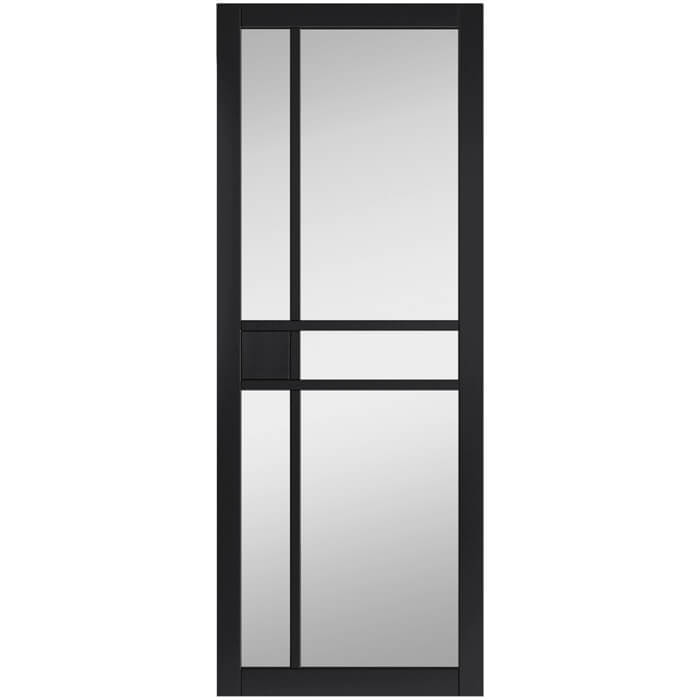 JB Kind City Glazed Black Industrial Art Deco Style Internal Door - Pre Finished