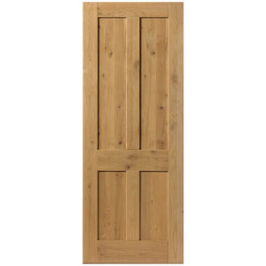 JB Kind Rustic Oak 4 Panel Shaker Style Veneered Door - Pre Finished