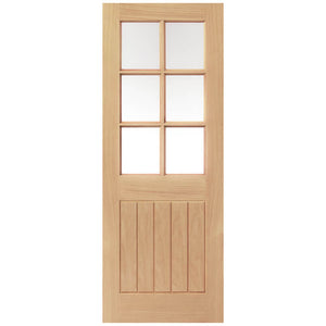 JB Kind Thames Oak 6 Light Glazed Veneered Door - Unfinished