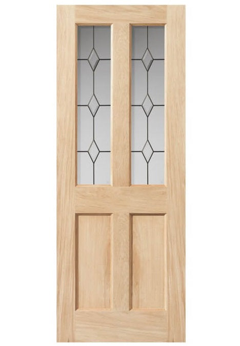 JB Kind Churnet Glazed Oak Veneered Internal Door - Unfinished