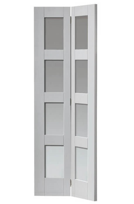 JB Kind Cayman Glazed White Primed Shaker Style Bi-fold Door