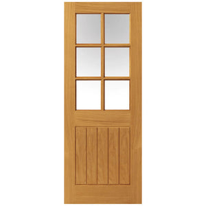 JB Kind Thames Oak 6 Light Glazed Veneered Door - Pre Finished