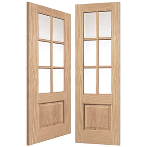 JB Kind Dove Pairs Oak Veneered Glazed Internal Doors - Unfinished