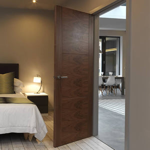 JB Kind Mistral Walnut 3 Pane FD30 Fire Door - Pre Finished