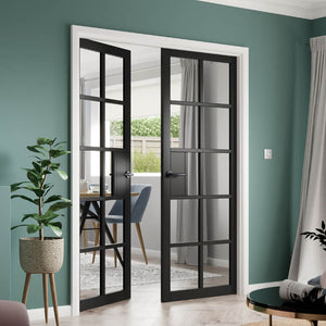 JB Kind Plaza Glazed Black Industrial Style Internal Door - Pre Finished