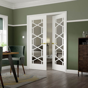 JB Kind Quartz Glazed White Primed Latticed Style Internal Door