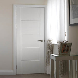 JB Kind Tigris White Painted 5 Panel FD30 Fire Door - Pre Finished