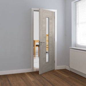 JB Kind Alabama Glazed Light Grey Laminate Internal Door - Pre Finished