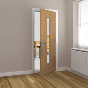 JB Kind Hudson Glazed Oak Laminate Internal Door - Pre Finished