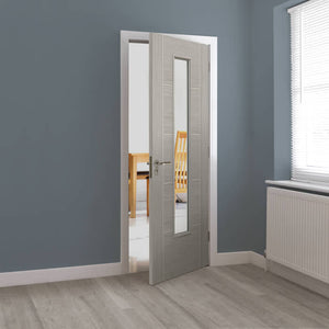 JB Kind Tigris Lava Light Grey Slim Glazed Internal Door - Pre Finished