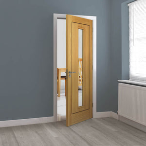 JB Kind Spencer Glazed Oak Veneer Internal Door - Pre Finished