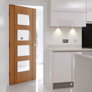 JB Kind Blenheim 4 Light Glazed Oak Veneer FD30 Fire Door - Pre Finished