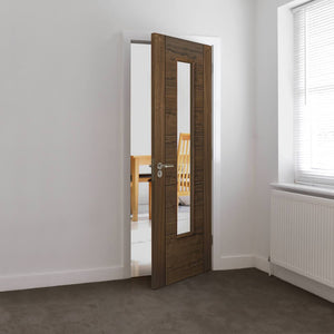 JB Kind Emral Walnut Veneer Glazed Internal Door - Pre Finished
