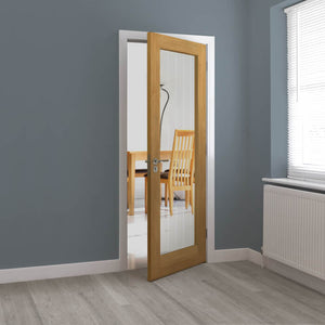 JB Kind Thames Oak 1 Light Glazed Veneered Door - Pre Finished