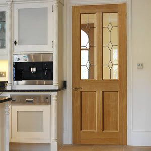 JB Kind Churnet Glazed Oak Veneered Internal Door - Unfinished