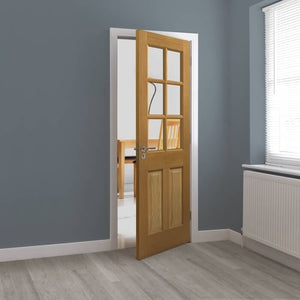 JB Kind Dean Glazed Oak Veneered Internal Door - Pre Finished