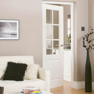 JB Kind Faro Glazed White Primed Moulded Internal Door