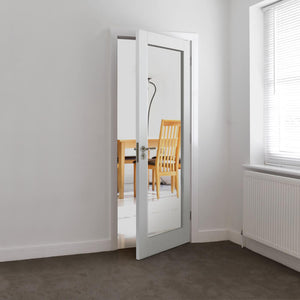 JB Kind Tobago Glazed White Primed Shaker Style FD30 Fire Door